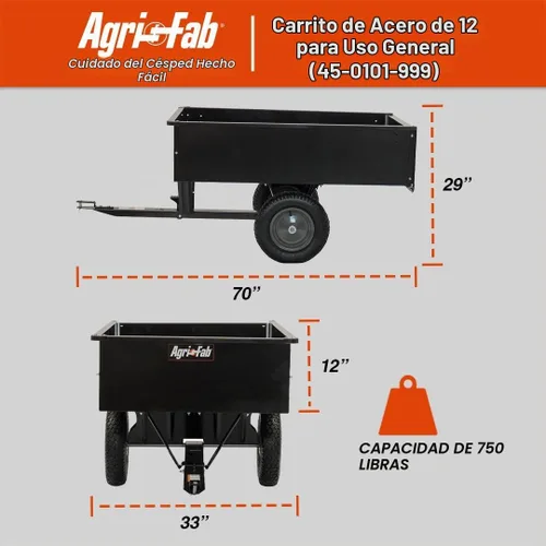 Vista 2 de Agri-Fab 45-0101 remolque para conectar al automóvil, máxima utilidad, 750 libras