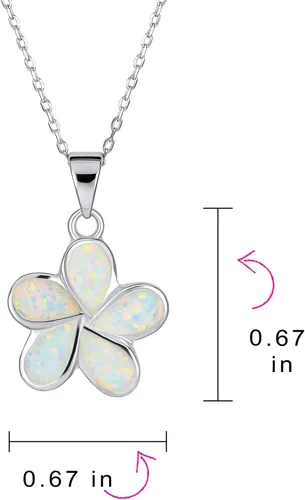 Vista 4 de Bling Jewelry White Created Opal Hawaiian Flower Plumeria Necklace Pendant Earrings For Women Girlfriend .925 Sterling Silver October Birthstone