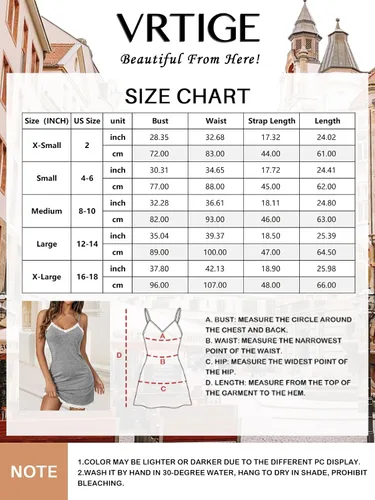 Vista 5 de Vrtige Camisón sexy con tirantes de encaje para mujer, lencería con cuello en V, camisón completo