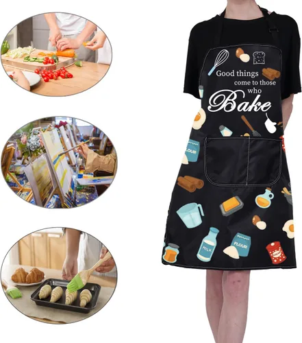 Vista 7 de CMNIM Delantales divertidos para mujeres y hombres, regalos para hornear para panaderos, delantal de cocina con bolsillo, regalos para amantes