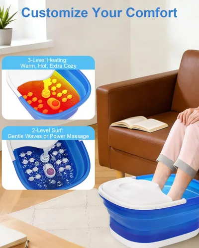 Vista 3 de Bañera de spa plegable para pies con calor, se adapta a hombres Azul real