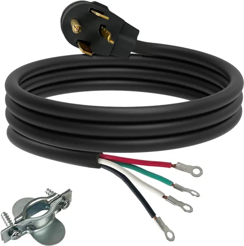 Vista 11 de Cable de secado de 4 puntas, 4 pies SRDT 10/4, cable de alimentación de extensión de electrodomésticos de 30 amperios, NEMA 14-30, negro