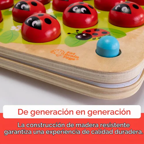 Vista 7 de Fat Brain Toys Ladybug's Garden - Juego de memoria para niños pequeños, juegos de memoria de madera a juego para niños, juguetes preescolares