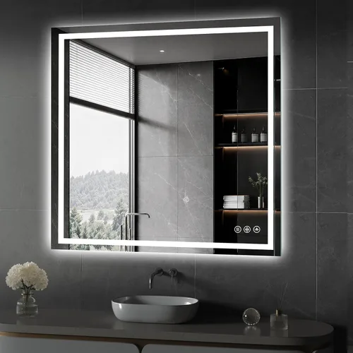 Vista 38 de Koonmi Espejo de baño LED 38x26 con luz, antivaho y 3