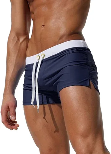 Vista 4 de TONLEN Traje de baño corto para hombre con bolsillo con cremallera Verde militar #2