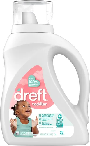 Vista 9 de Dreft Detergente líquido para ropa infantil, suave para pieles sensibles, 42 onzas líquidas, 32 cargas, paquete de 2 (el embalaje puede variar)