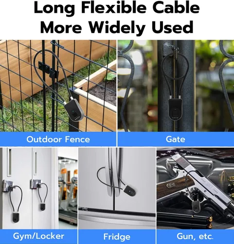 Vista 9 de Anweller Candado de cable de huellas dactilares, grillete pequeño de 14 pulgadas de largo, entrada sin llave, biométrico, Bluetooth, bloqueo