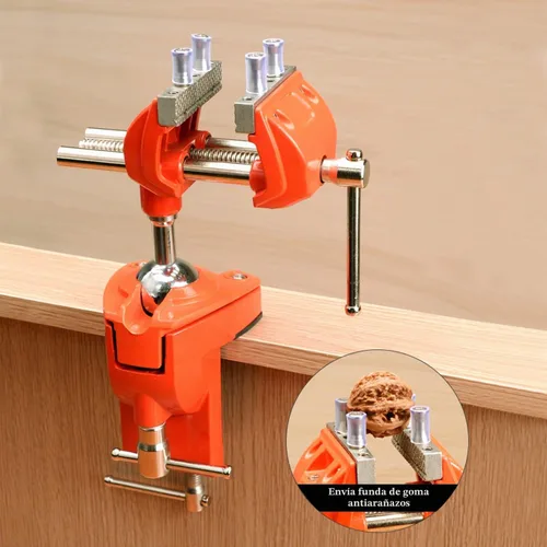 Vista 7 de MAXMAN Tornillo de banco de abrazadera con poste universal, tornillo de banco de carpintería, acero fundido resistente de 360°, tornillo