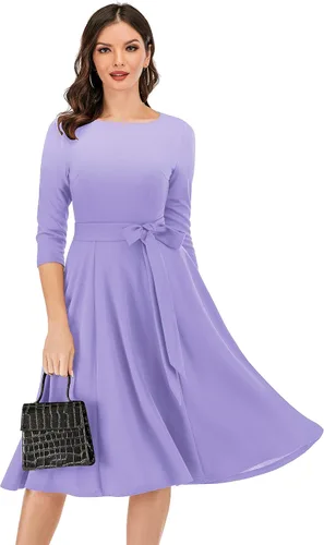 Vista 4 de DRESSTELLS - Vestido de cóctel vintage para mujer, vestidos de fiesta de té de los años 50, vestido ajustado y acampanado para iglesia