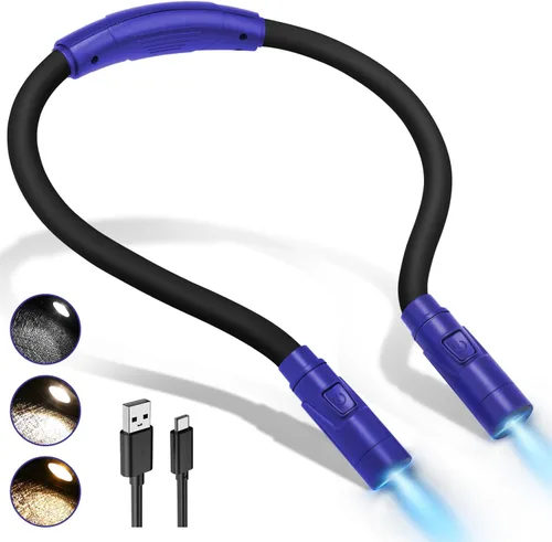 Vista 9 de Luz de cuello recargable manos libres con 3 modos de color ajustables, negro