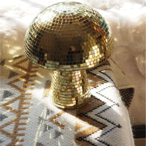 Vista 3 de Bola de discoteca creativa de hongo para fiesta, decoración de mesa, espejo retro hecho a mano, bola de discoteca en forma de hongo, decoración