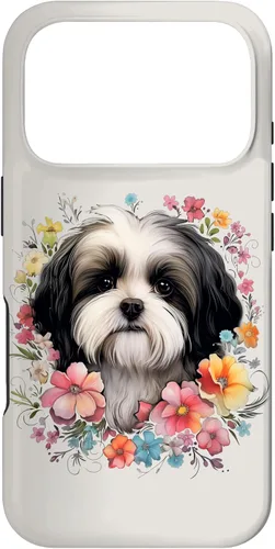 Vista 30 de Shih Tzu Mom Floral Dog Lover Vintage Flowers Cute Case for iPhone 17