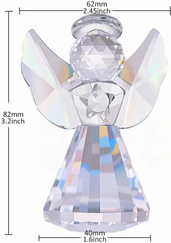 Vista 6 de LONGWIN Figura de ángel de cristal decorativa de Navidad de vidrio transparente para decoración del hogar, idea de regalo coleccionable