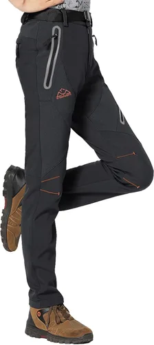 Vista 9 de Rdruko Pantalones de nieve para mujer, impermeables, aislados, con forro polar, térmico, para esquí, senderismo, pantalones de snowboard Verde
