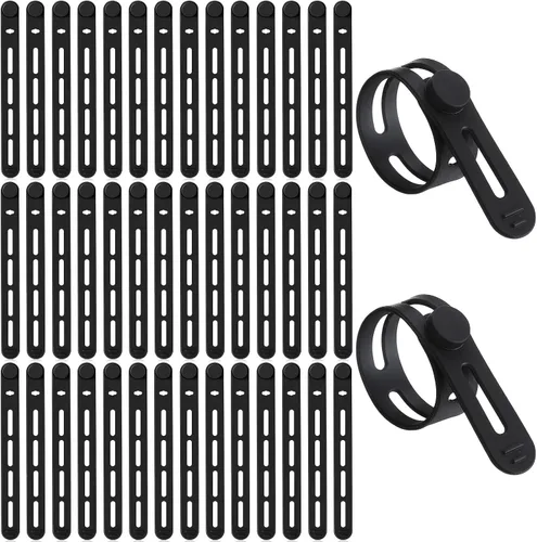 Vista 9 de Tellegloww 42 piezas de bridas de cable de silicona reutilizables, correas de cordón elásticas multiusos para agrupar y sujetar auriculares