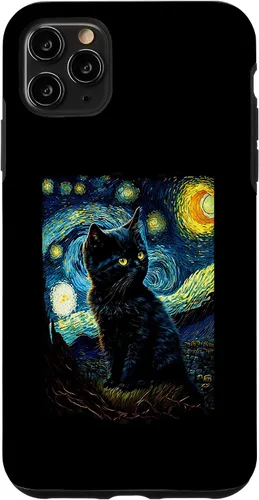 Vista 11 de iPhone 15 Starry Night Cat Van Gogh Cat Lover Cat Lover Cat Mom Cat Dad Case