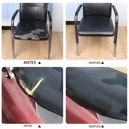 Vista 6 de Parche de reparación de cuero, 2 x 197 pulgadas, color negro DIY Self-Adhesive Leather Tape Repairing Sofas, Car Seats, First Aid Patch for