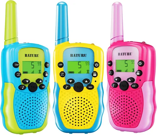 Vista 7 de Walkie Talkies para niños BATURU, paquete de 2 unidades en color rosa, regalo para niñas de 4 a 8 años, de largo alcance, juguetes fáciles de usar