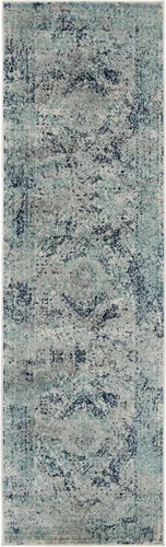 Vista 2 de SAFAVIEH Madison Collection - Alfombra de pasillo de 2 pies 3 pulgadas x 8 pies, color marfil y azul, diseño de medallón bohemio, no desprende