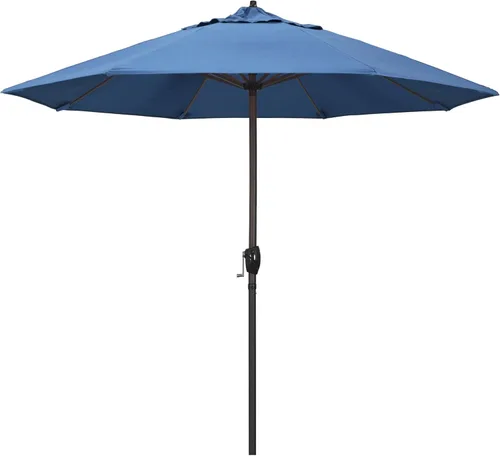 Vista 19 de California Umbrella Sombrilla redonda de aluminio de 9 pies para terraza, piscina o patio, manivela elevadora, inclinación automática, poste