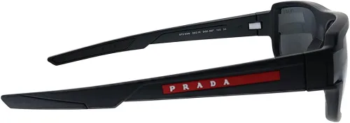 Vista 3 de Prada Linea Rossa - Gafas de sol redondas para hombre, color negro y gris oscuro, talla única