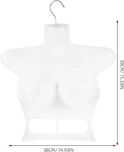 Vista 2 de Colgador de ropa de torso de maniquí femenino de 5 piezas para mostrar trajes de baño, vestidos y blusas, plástico ligero y confiable con gancho