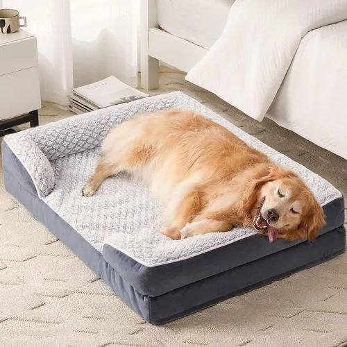 Vista 8 de LEXTRO Cama ortopédica para perros extra grandes, cama de espuma para perros extra grandes, equipada con funda de almohada extraíble impermeable