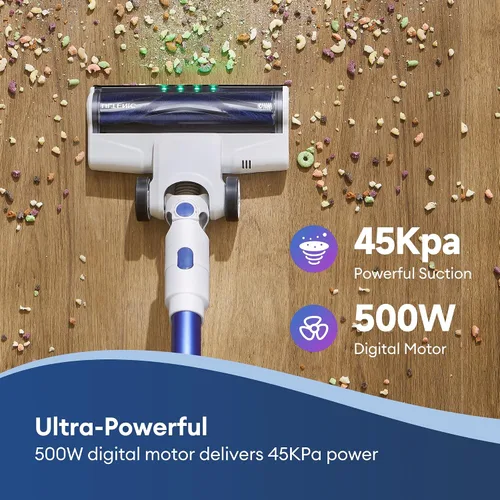 Vista 3 de Ultenic Aspiradora inalámbrica, 40 KPa y 450 W, aspiradora recargable, máximo 40 minutos de funcionamiento, diseño de pie con capacidad de cubo
