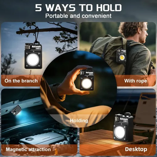 Vista 6 de MyCompix - Linterna de camping portátil, linterna LED ajustable de 3500 lúmenes, recargable con tiempo de funcionamiento y pantalla de 2.5 a 15