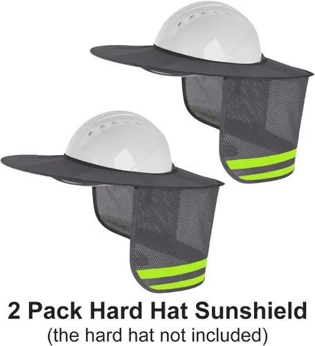 Vista 7 de Paquete de 2 protectores solares para casco duro, protector solar de malla de ala completa para cascos duros, alta visibilidad, reflectante