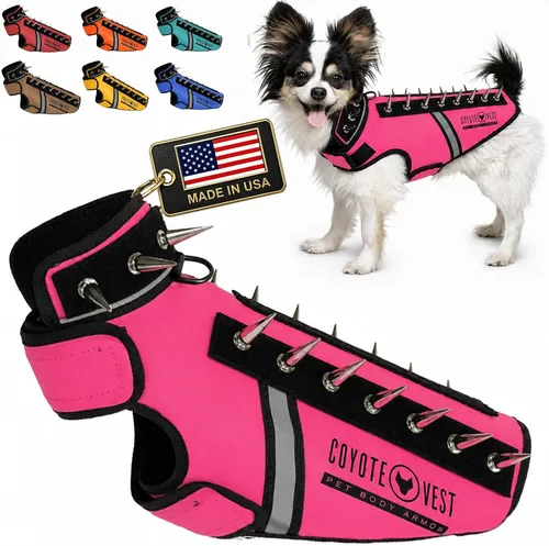 Vista 16 de CoyoteVest SpikeVest - Chaleco de arnés para perro, accesorios reflectantes para perros con picos para proteger a tu mascota de ataques de Raptor