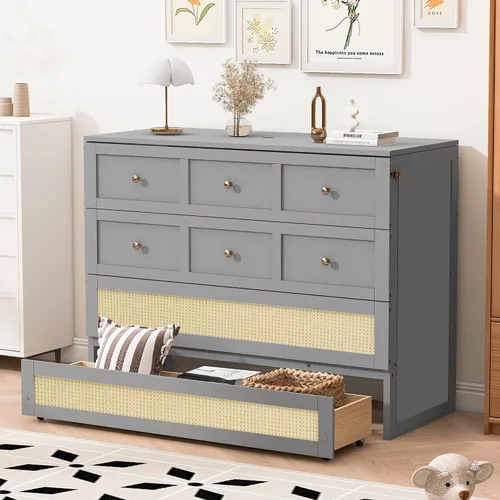Vista 4 de Murphy - Cama de pared con cajones grandes, para apartamentos de habitaciones pequeñas, estudio, oficina en casa (color gris # z, matrimonial)