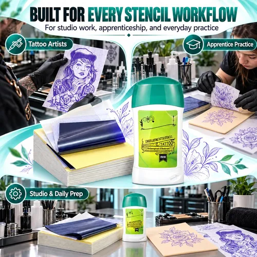 Vista 7 de Papel de plantilla de tatuaje con kit de gel de transferencia