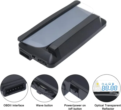 Vista 5 de KAOLALI Pantalla de Visualización de Cabeza para Coche HUD Velocímetro Odómetro OBD2 HD 3D Reflejo Pantalla Multifunción Alarma de Exceso