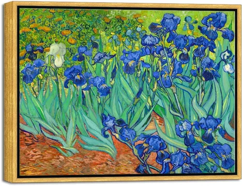 Vista 16 de Wieco Art Lienzo enmarcado para pared, impresiones de lirios de Van Gogh, flores famosas, pinturas al óleo, reproducción moderna de lienzo giclée