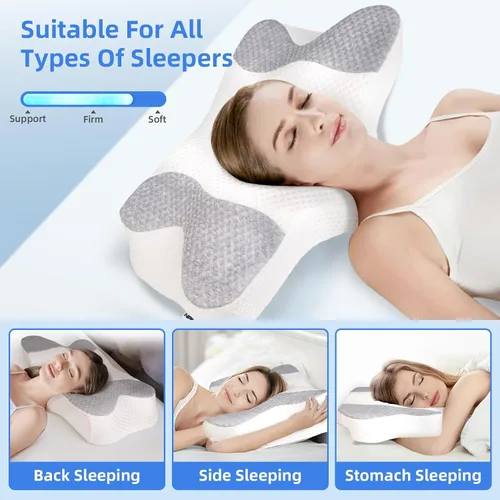 Vista 2 de NPET 09 Almohada cervical para aliviar el dolor de cuello, diseño hueco ergonómico