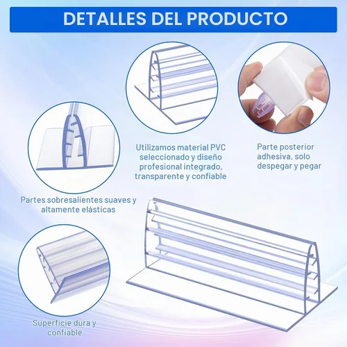 Vista 6 de OIIKI Soporte autoadhesivo para protección contra estornudos, 6 unidades, soporte para paneles de acrílico, transparente