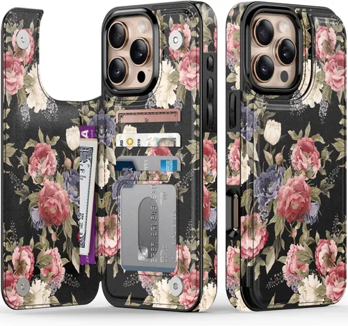 Vista 126 de LETO para iPhone 15 Pro Funda tipo cartera - Tapa tipo folio con patada - Diseños de moda - Tarjetero - Funda protectora para mujeres y niñas - 6.1