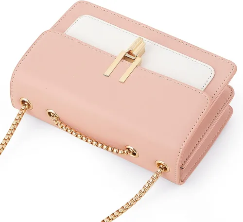 Vista 4 de Bolsos cruzados de cuero con bloques de color para mujer, bolsos cruzados de cuero, bolsos de diseñador lindos, bolso de hombro, tamaño mediano