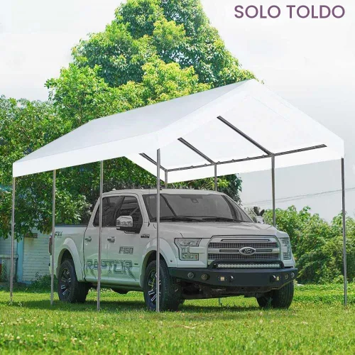 Vista 4 de Cobertura superior de toldo de repuesto mejorada de 10 x 20 pies para cochera, tienda de campaña, fiesta, con cuerdas elásticas de bola