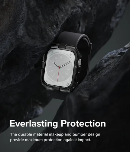 Vista 4 de Ringke Fusion Bumper para Apple Watch Series 9, 8, 7 (1.772 in), SE 3, 2, 1 (1.732 in), funda protectora de doble capa, color negro