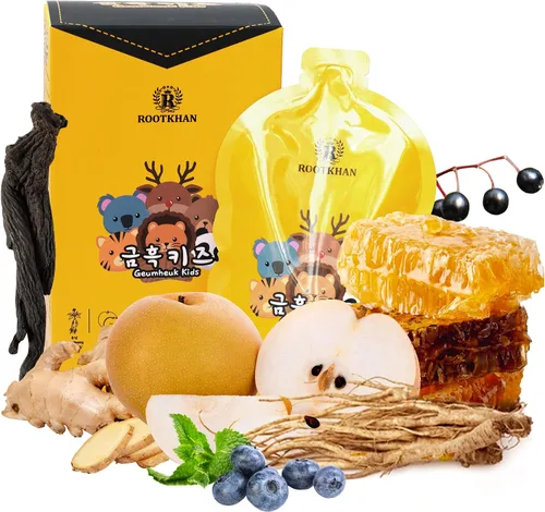 Vista 3 de GeumHeuk Ginseng negro coreano para niños, vitaminas, multivitamínicos, apoyo al sistema inmunológico, enfoque, rendimiento mental de 1.7 fl oz x 30