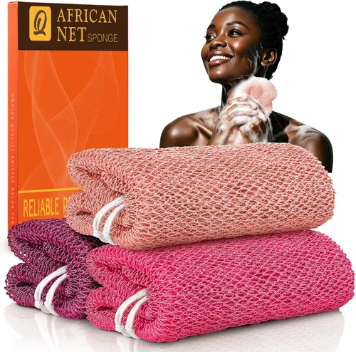 Vista 44 de UJFQBH African Net Sponge Authenti, exfoliante corporal para espalda y zonas de difícil acceso, exfoliante diario suave para limpieza profunda Gris