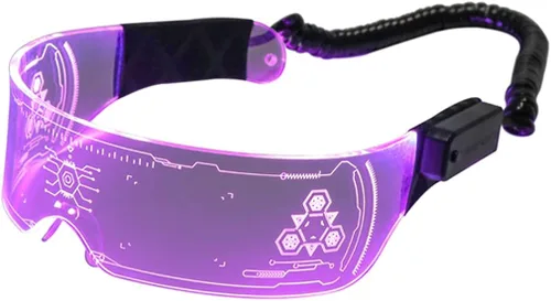 Vista 4 de Lentes de visera LED futuristas recargables por USB, 7 colores, 4 modos de iluminación, lentes intermitentes, monobloque escudo para fiesta