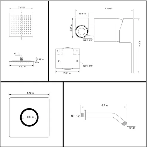 Vista 7 de Juego de llave de regadera dorada cepillada, sistema de regadera de lluvia para baño con cabezal de regadera de lluvia de acero inoxidable, kit