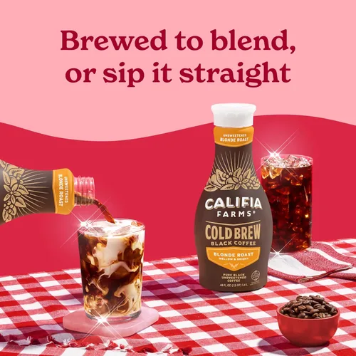 Vista 5 de Califia Farms - Café de especialidad Pure Black Blonde Roast Cold Brew, 48 onzas líquidas, 100% Arabica, base vegetal, vegano, sin gluten, sin OMG