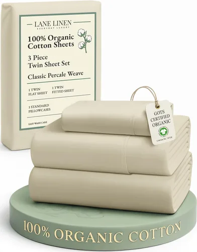 Vista 55 de LANE LINEN - Juego de 2 sábanas de fibras largas 100 % algodón orgánico, percal de fibras largas, ultrasuave y transpirable, para colchones de hasta