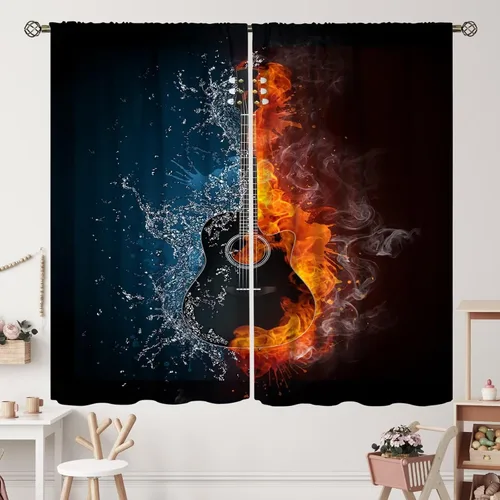 Vista 27 de Cortinas de jazz para mujer americana, estilo grunge, estilo grunge, con bolsillo para barra, para dormitorio, sala de estar, decoración