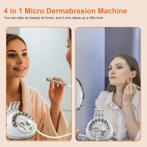 Vista 3 de 4 en 1 Dermoabrasión de diamante Microdermabrasión Limpiador de la piel Vacío Facial Peeling Rociador Blackhead Removedor de acné Cuidado de la piel