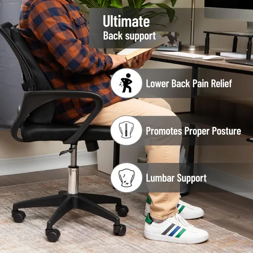 Vista 2 de Mind Reader Air-Cloud - Cojín lumbar, almohada ergonómica de espuma viscoelástica para sillas de oficina, reclinables y asientos de automóvil, Negro